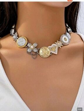 Elegant Gold and Silver Charm Necklace